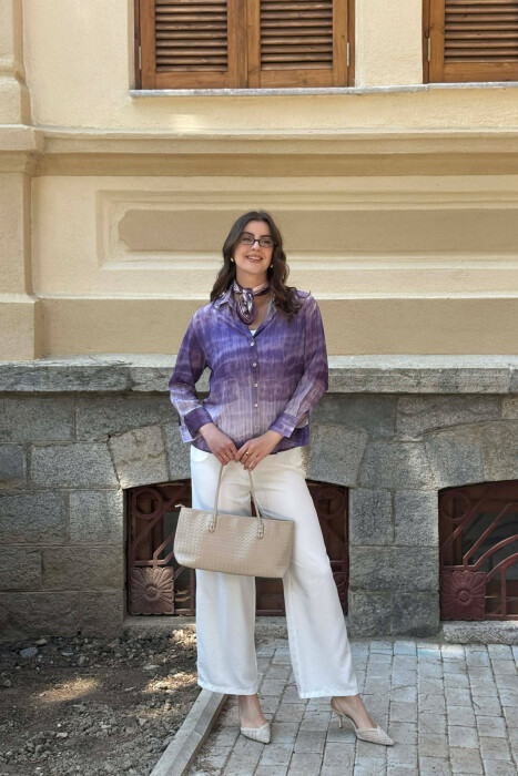 TIE-DYE LONG SLEEVE WOMAN SHIRT PURPLE/LEJLA - 4