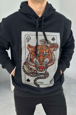 TIGER CARD DESIGN MEN HOODIE BLACK/ E ZEZE 