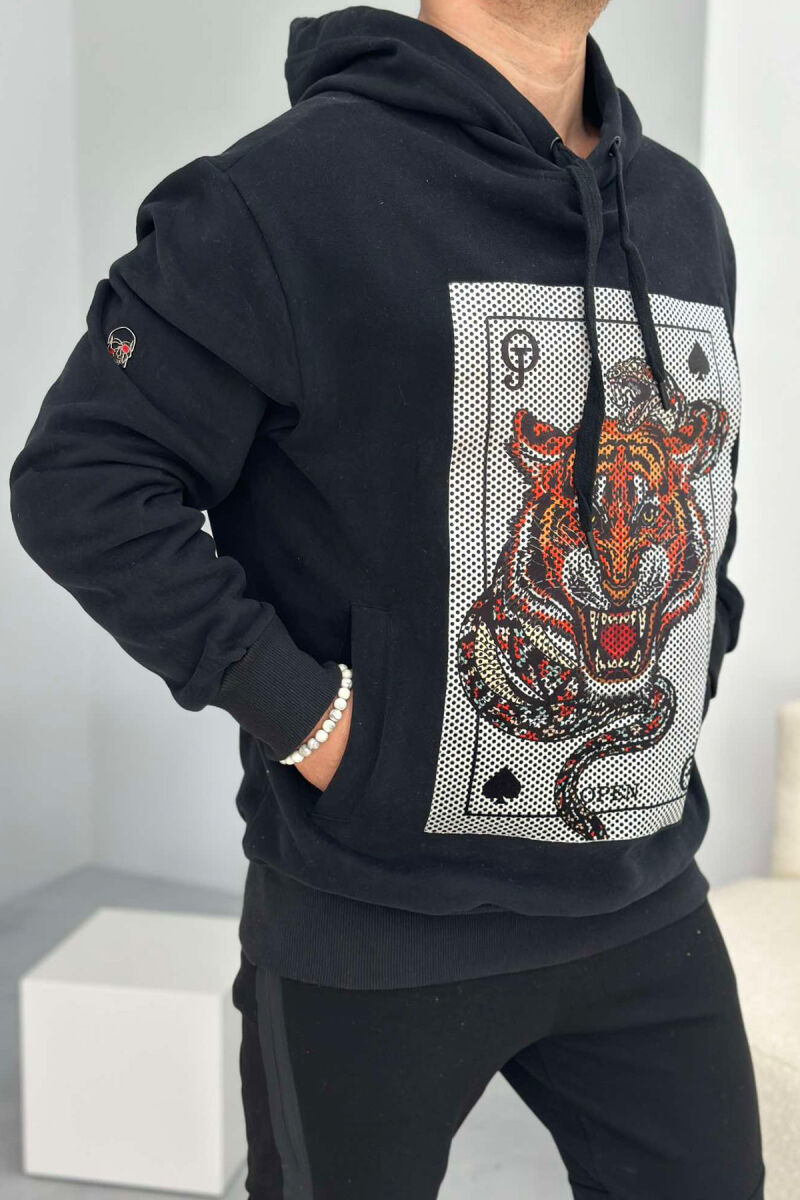 TIGER CARD DESIGN MEN HOODIE BLACK/ E ZEZE - 3