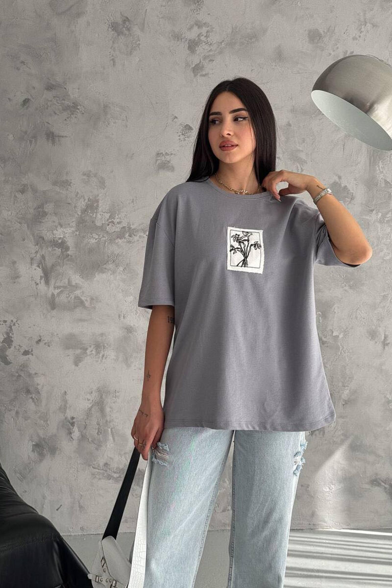 TREE DESIGN WOMAN T-SHIRT GREY/GRI - 1