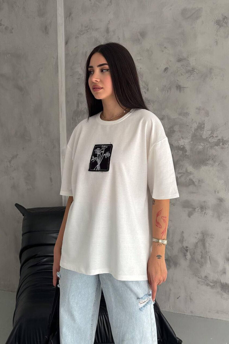 TREE DESIGN WOMAN T-SHIRT WHITE-E BARDHE - 2