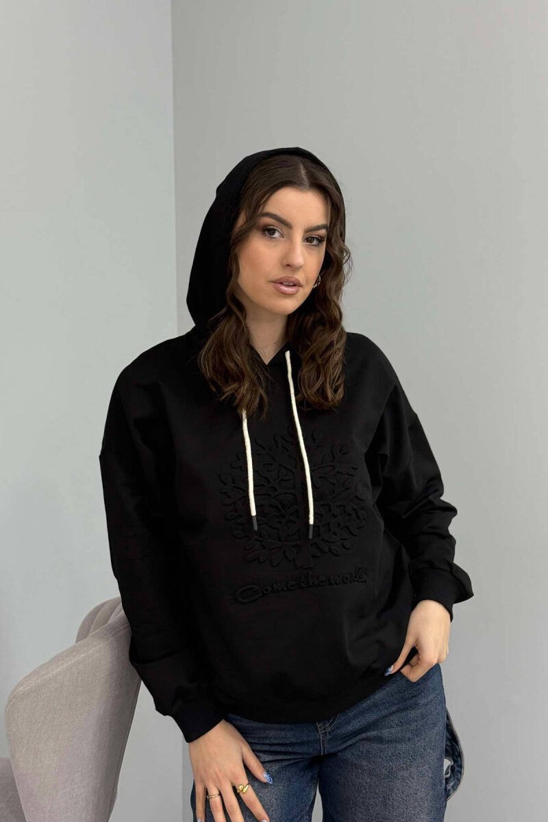 TREE DESIGN WOMEN HOODIE BLACK/E ZEZE - 1