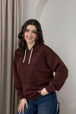 HOODIE NJË NGJYRËSHE PËR FEMRA NË NGJYRËN KAFE 