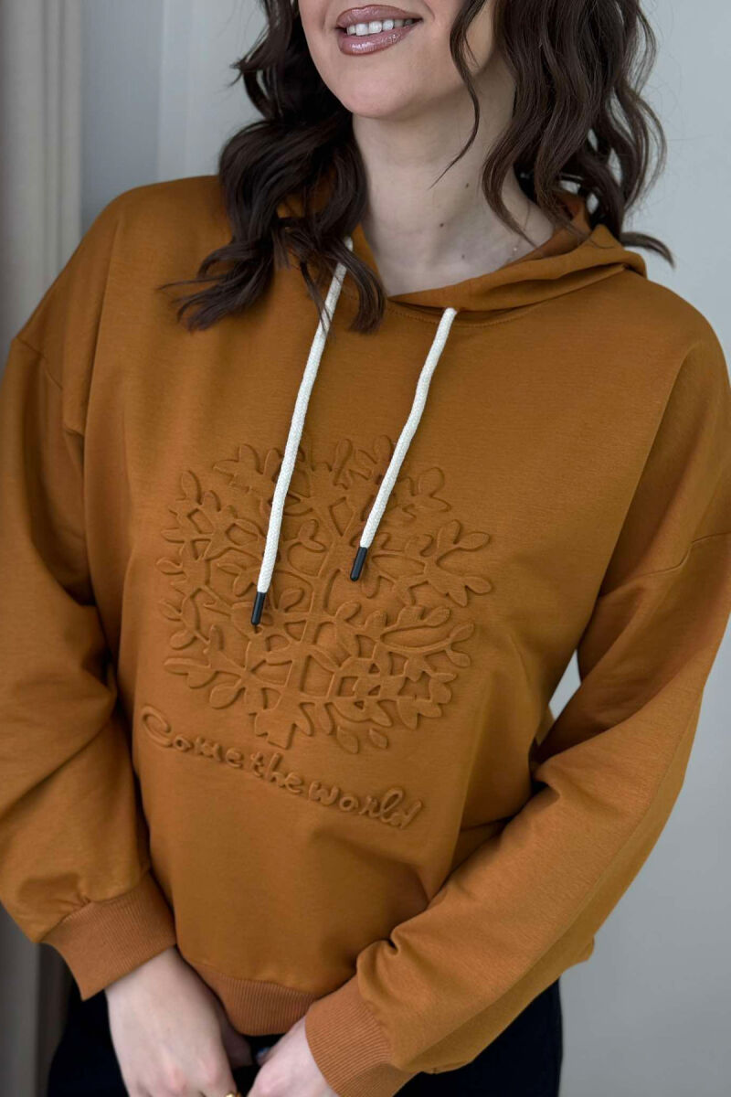 TREE DESIGN WOMEN HOODIE MUSTARD/MUSTARDE - 4