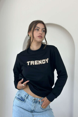 TRENDY WRITTINGS COTTON WOMAN SWEATSHIRT BLACK/ E ZEZE 