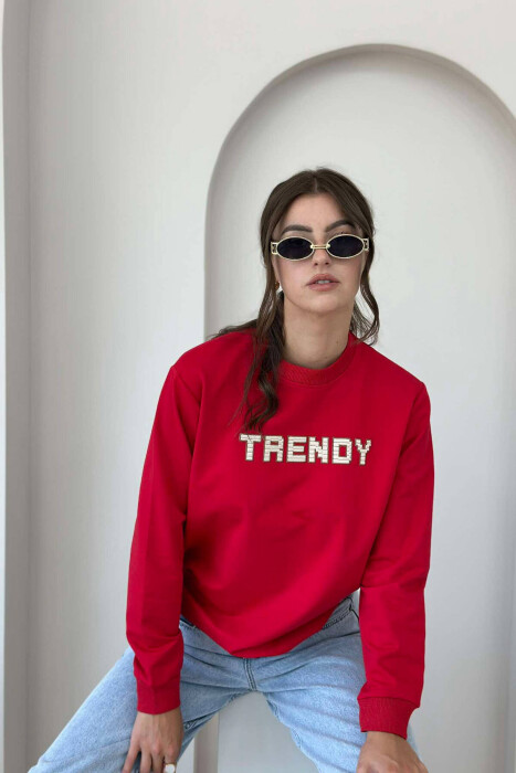 TRENDY WRITTINGS COTTON WOMAN SWEATSHIRT RED/E KUQE - 2