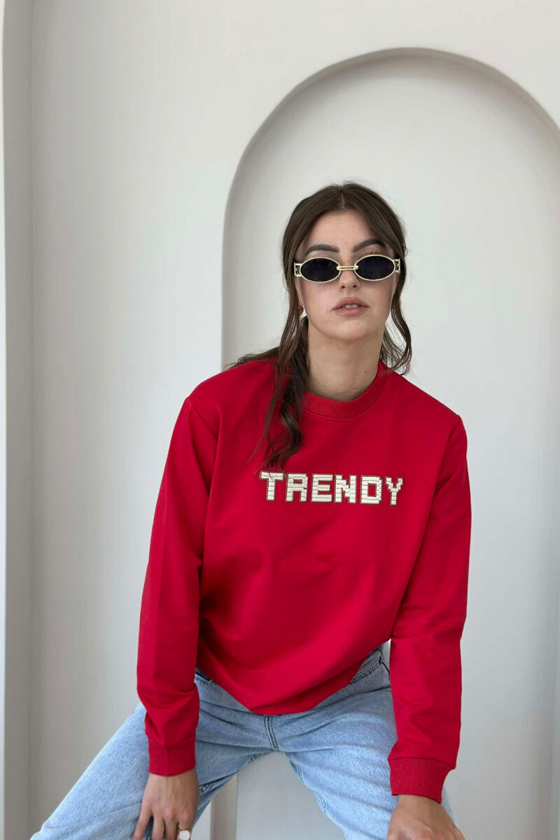 TRENDY WRITTINGS COTTON WOMAN SWEATSHIRT RED/E KUQE - 2