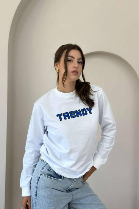 TRENDY WRITTINGS COTTON WOMAN SWEATSHIRT WHITE-E BARDHE - 4