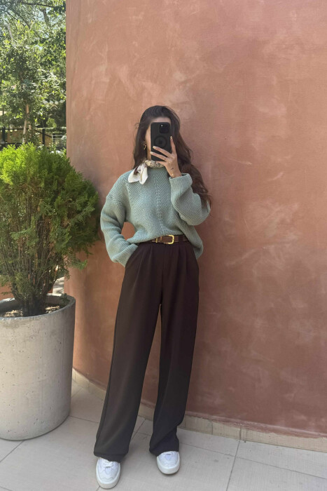 TRIKO E THJESHTË E THURUR NJËNGJYRËSHE PËR FEMRA NË NGJYRËN MENTE - 6