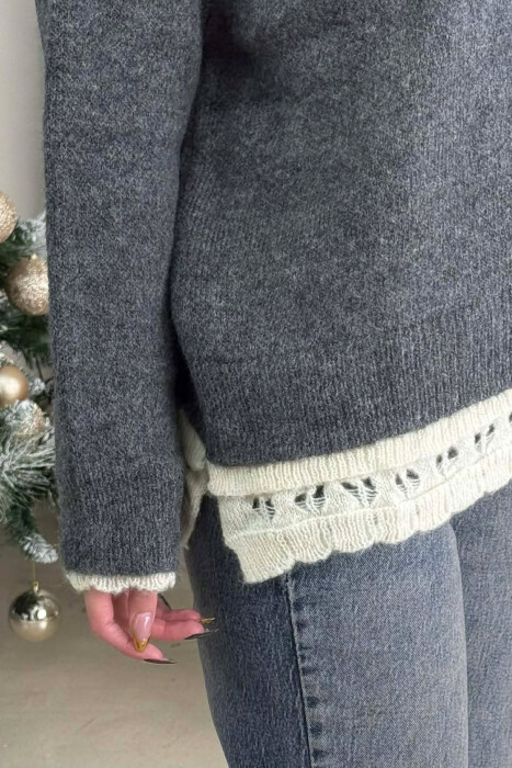 TRIKO E THJESHTE ME DETAJE THURRJE PER FEMRA NE NGJYRE GRI - 4