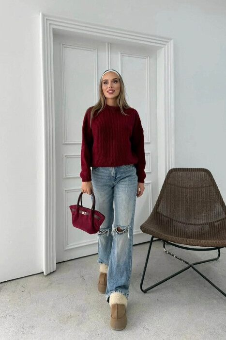 TRIKO E THJESHTE ME JAKE TE RRUMBULLAKET PER FEMRA NE NGJYRE VISHNJE - 2