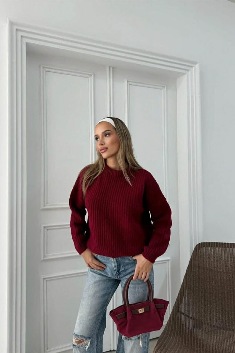 TRIKO E THJESHTE ME JAKE TE RRUMBULLAKET PER FEMRA NE NGJYRE VISHNJE - 4