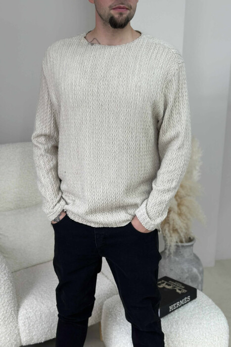 TRIKO E THJESHTË NJË NGJYRËSHE E THURUR PËR MESHKUJ NË NGJYRËN BEZHË - 4