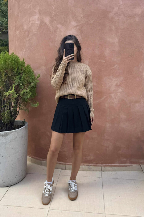 TRIKO E THJESHTË NJËNGJYRËSHE E THURUR PËR FEMRA NË NGJYRËN KAFE TË ZBARDHUR - 4