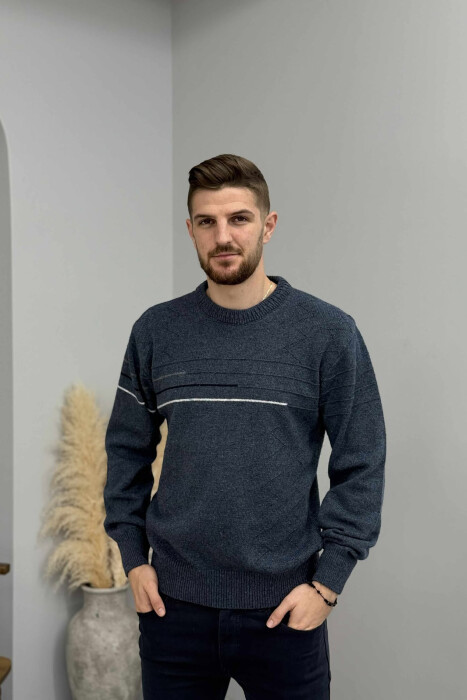 TRIKO E THURRUR ME DIZAJN TE THJESHTE PER MESHKUJ NE NGJYRE BLU TE ZBARDHUR - 3