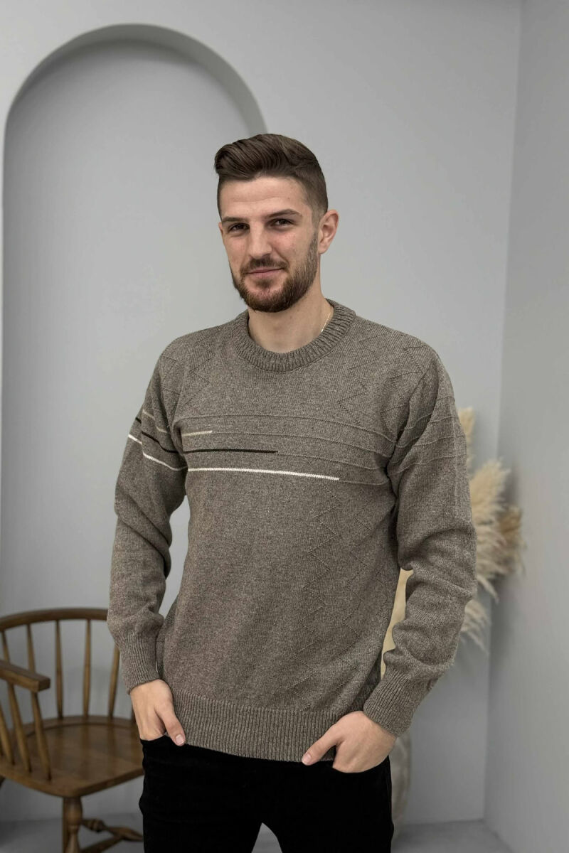 TRIKO E THURRUR ME DIZAJN TE THJESHTE PER MESHKUJ NE NGJYRE KAFE TE ZBARDHUR - 3