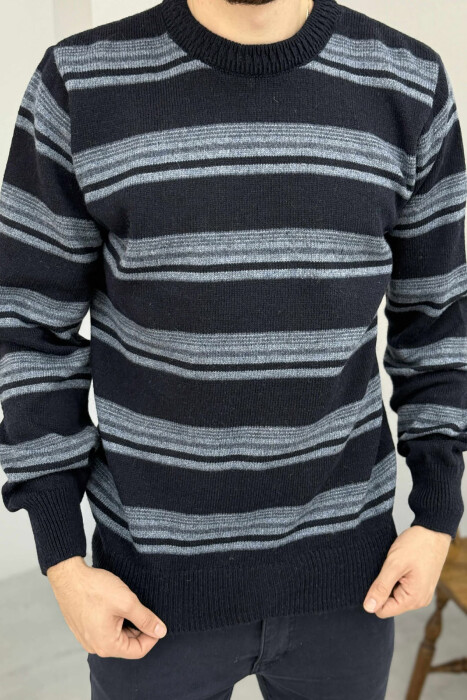 TRIKO E THURRUR ME JAKE TE RRUMBULLAKET DHE DIZAJN VIJASH PER MESHKUJ NE NGJYRE BLU TE ERRET - 2