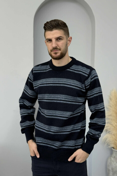 TRIKO E THURRUR ME JAKE TE RRUMBULLAKET DHE DIZAJN VIJASH PER MESHKUJ NE NGJYRE BLU TE ERRET - 3