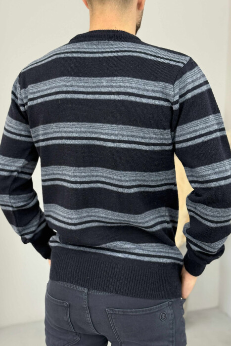 TRIKO E THURRUR ME JAKE TE RRUMBULLAKET DHE DIZAJN VIJASH PER MESHKUJ NE NGJYRE BLU TE ERRET - 4