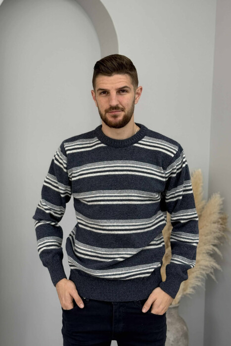 TRIKO E THURRUR ME JAKE TE RRUMBULLAKET DHE DIZAJN VIJASH PER MESHKUJ NE NGJYRE BLU - 3