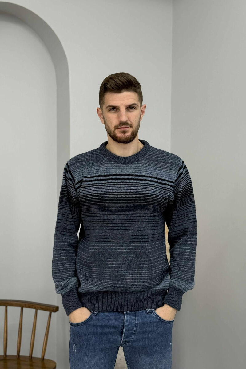 TRIKO E THURRUR ME JAKE TE RRUMBULLAKET DHE DIZAJN ME VIJA PER MESHKUJ NE NGJYRE BLU TE ZBARDHUR - 3