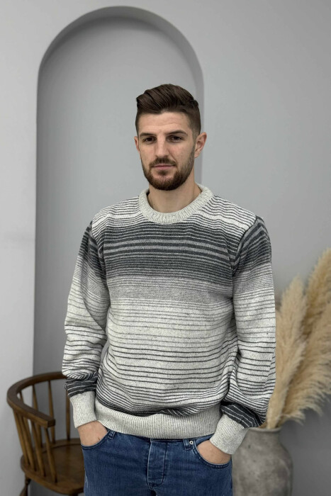 TRIKO E THURRUR ME JAKE TE RRUMBULLAKET DHE DIZAJN ME VIJA PER MESHKUJ NE NGJYRE GRI TE ZBARDHUR - 3