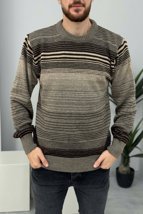 TRIKO E THURRUR ME JAKE TE RRUMBULLAKET DHE DIZAJN ME VIJA PER MESHKUJ NE NGJYRE KAFE TE ZBARDHUR - 2