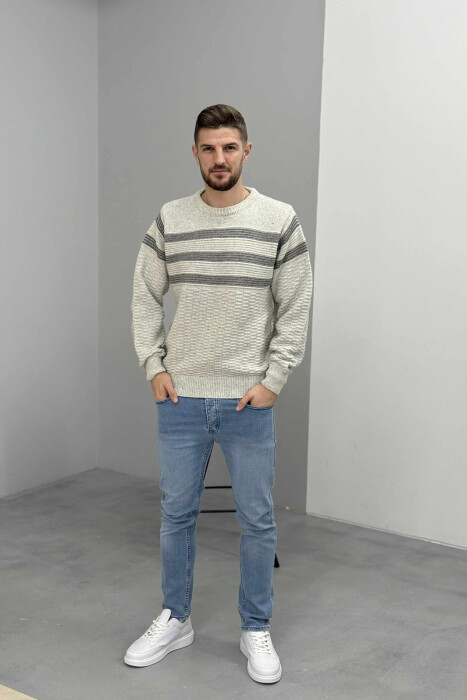 TRIKO E THURRUR ME JAKE TE RRUMBULLAKET PER MESHKUJ NE NGJYRE GRI TE ZBARDHUR - KLAUDIO FASHION