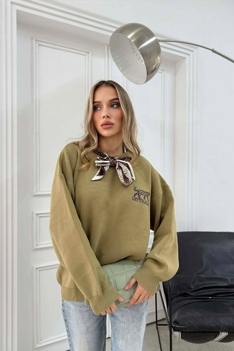 TRIKO ME DETAJIN E SHALLIT DHE ME IMAZH LEOPARDI PER FEMRA NE NGJYRE ULLI - 2