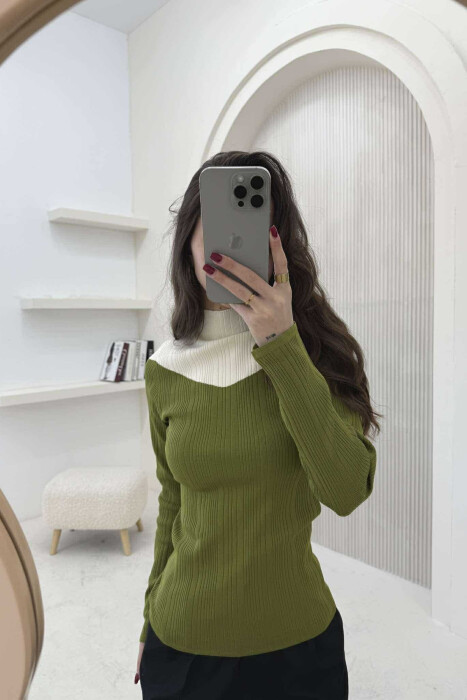 TRIKO ME DY NGJYRA DHE JAKË GJYSËM GOLF PËR FEMRA NË NGJYRË ULLIRI - 2