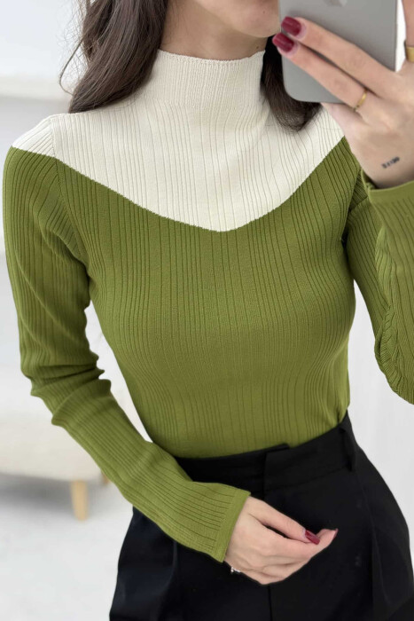 TRIKO ME DY NGJYRA DHE JAKË GJYSËM GOLF PËR FEMRA NË NGJYRË ULLIRI - 3