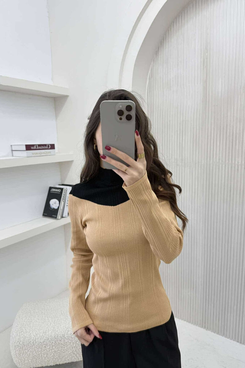 TRIKO ME DY NGJYRA DHE JAKË GJYSËM GOLF PËR FEMRA NË NGJYRËN BEZHË - 3