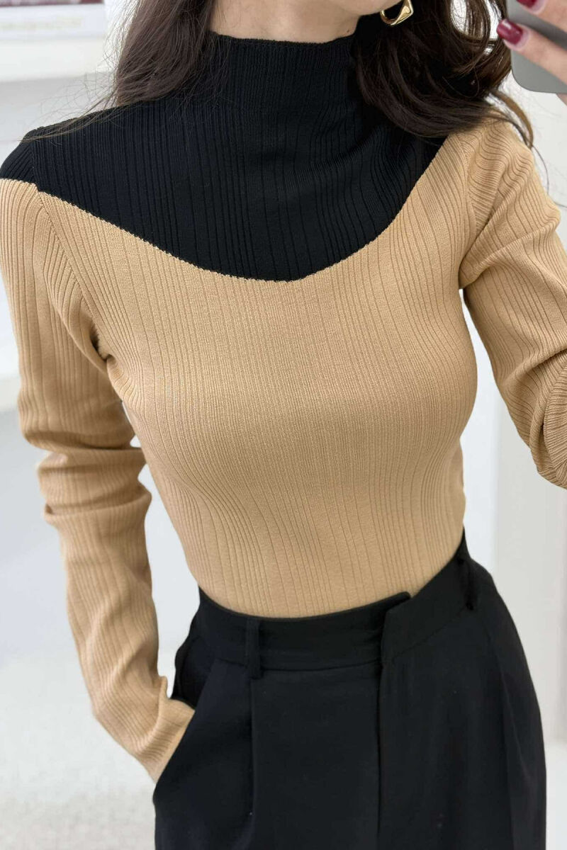 TRIKO ME DY NGJYRA DHE JAKË GJYSËM GOLF PËR FEMRA NË NGJYRËN BEZHË - 4