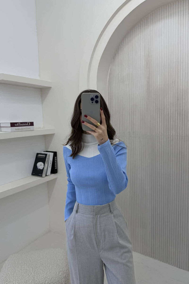 TRIKO ME DY NGJYRA DHE JAKË GJYSËM GOLF PËR FEMRA NË NGJYRËN BLU TË ZBARDHUR - 1