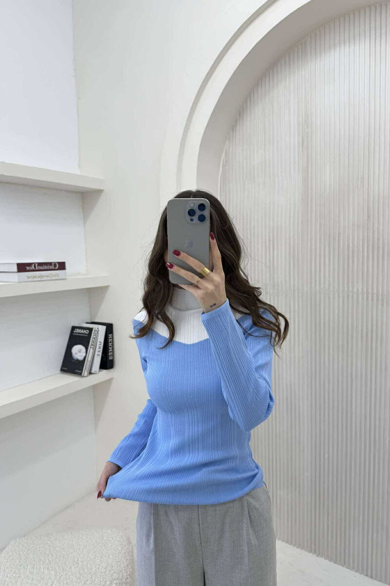 TRIKO ME DY NGJYRA DHE JAKË GJYSËM GOLF PËR FEMRA NË NGJYRËN BLU TË ZBARDHUR - 2