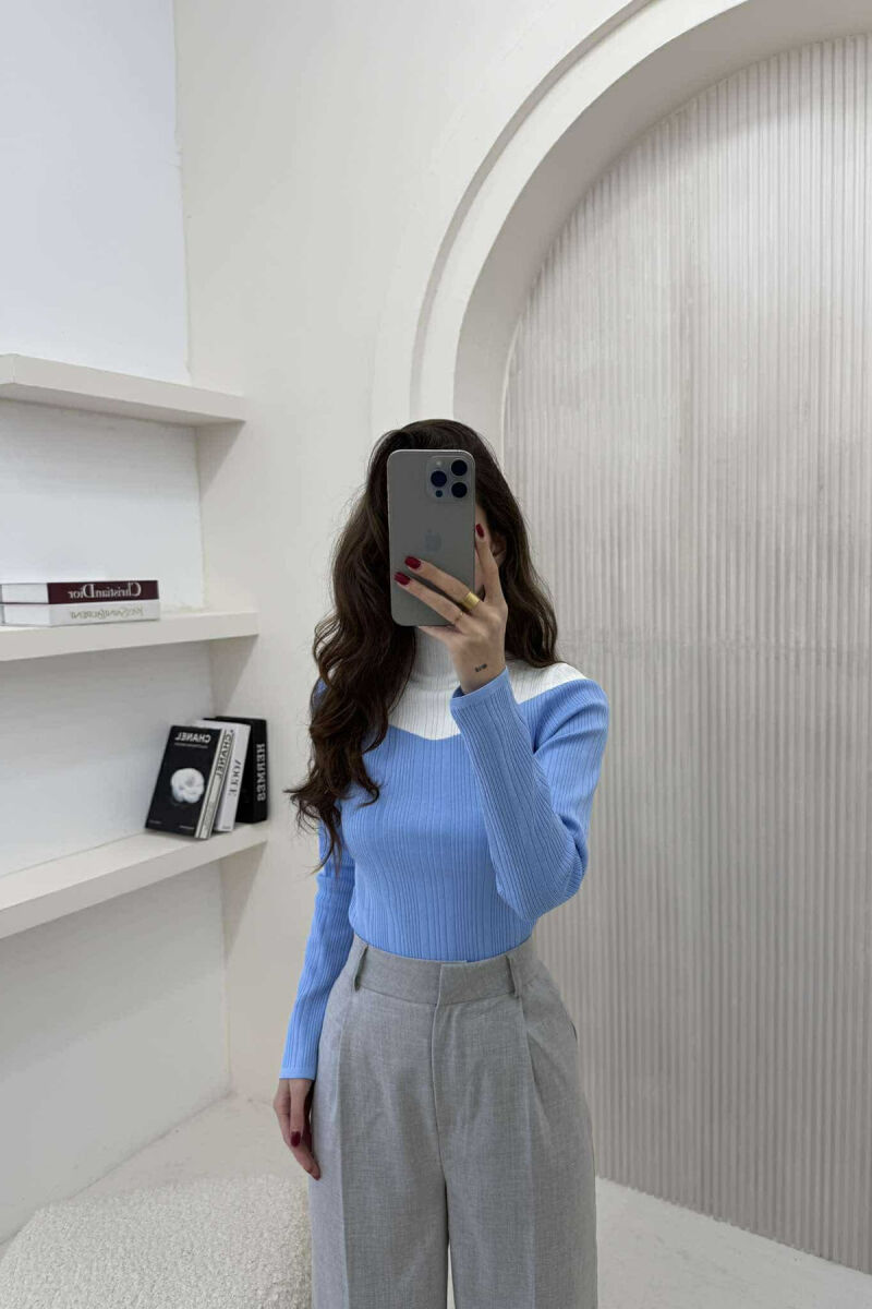 TRIKO ME DY NGJYRA DHE JAKË GJYSËM GOLF PËR FEMRA NË NGJYRËN BLU TË ZBARDHUR - 4