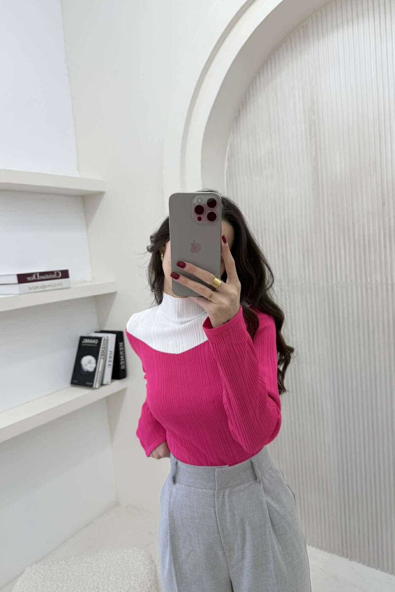 TRIKO ME DY NGJYRA DHE JAKË GJYSËM GOLF PËR FEMRA NË NGJYRËN CIKLAMI - 2