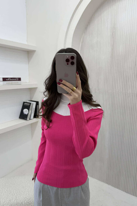 TRIKO ME DY NGJYRA DHE JAKË GJYSËM GOLF PËR FEMRA NË NGJYRËN CIKLAMI - 3