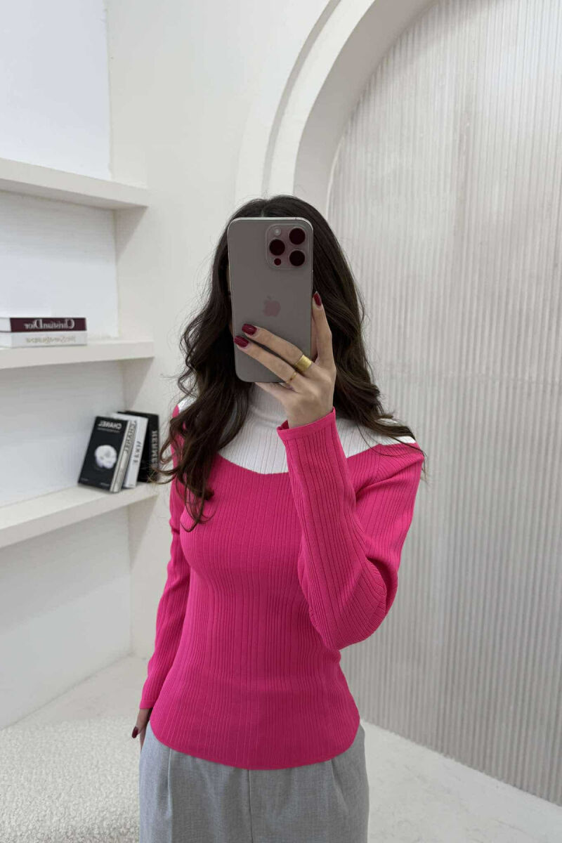 TRIKO ME DY NGJYRA DHE JAKË GJYSËM GOLF PËR FEMRA NË NGJYRËN CIKLAMI - 3