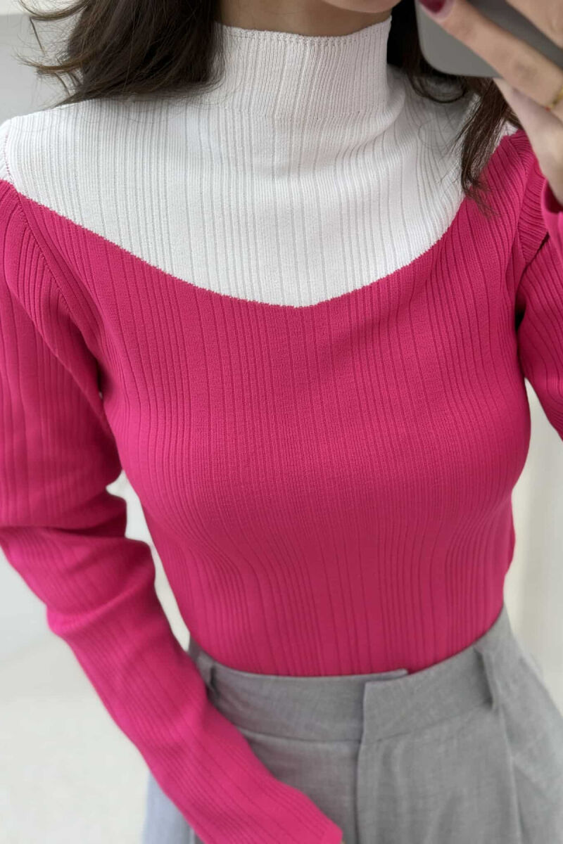 TRIKO ME DY NGJYRA DHE JAKË GJYSËM GOLF PËR FEMRA NË NGJYRËN CIKLAMI - 4