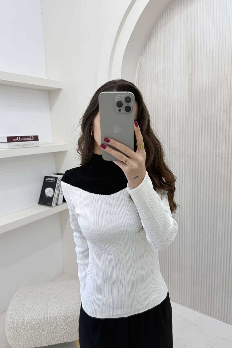 TRIKO ME DY NGJYRA DHE JAKË GJYSËM GOLF PËR FEMRA NË NGJYRËN E BARDHË - 3