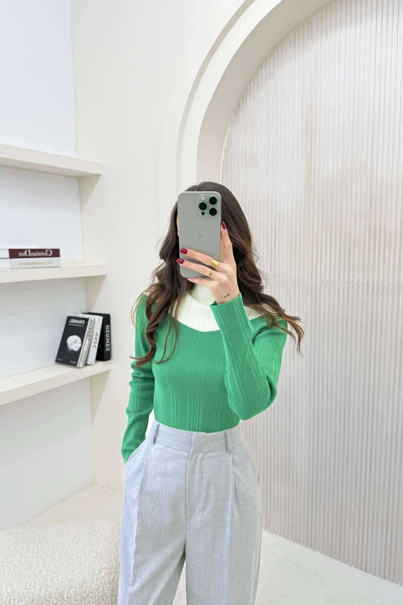 TRIKO ME DY NGJYRA DHE JAKË GJYSËM GOLF PËR FEMRA NË NGJYRËN JESHILE - 2