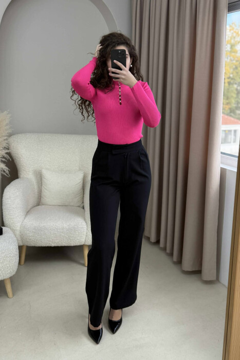 TRIKO ME JAKË GOLF DHE ME DETAJIN E GURËVE PËR FEMRA NË NGJYRË CIKLAMI - 5