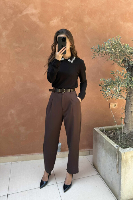 TRIKO ME JAKË POLO & DIZANJ GURËSH ME SHKËLQIM PËR FEMRA NË NGJYRË TË ZEZË - 2