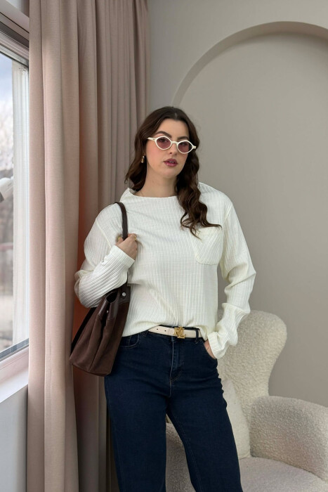 TRIKO ME NJË XHEP PËR FEMRA NË NGJYRE TE BARDHE - KLAUDIO FASHION