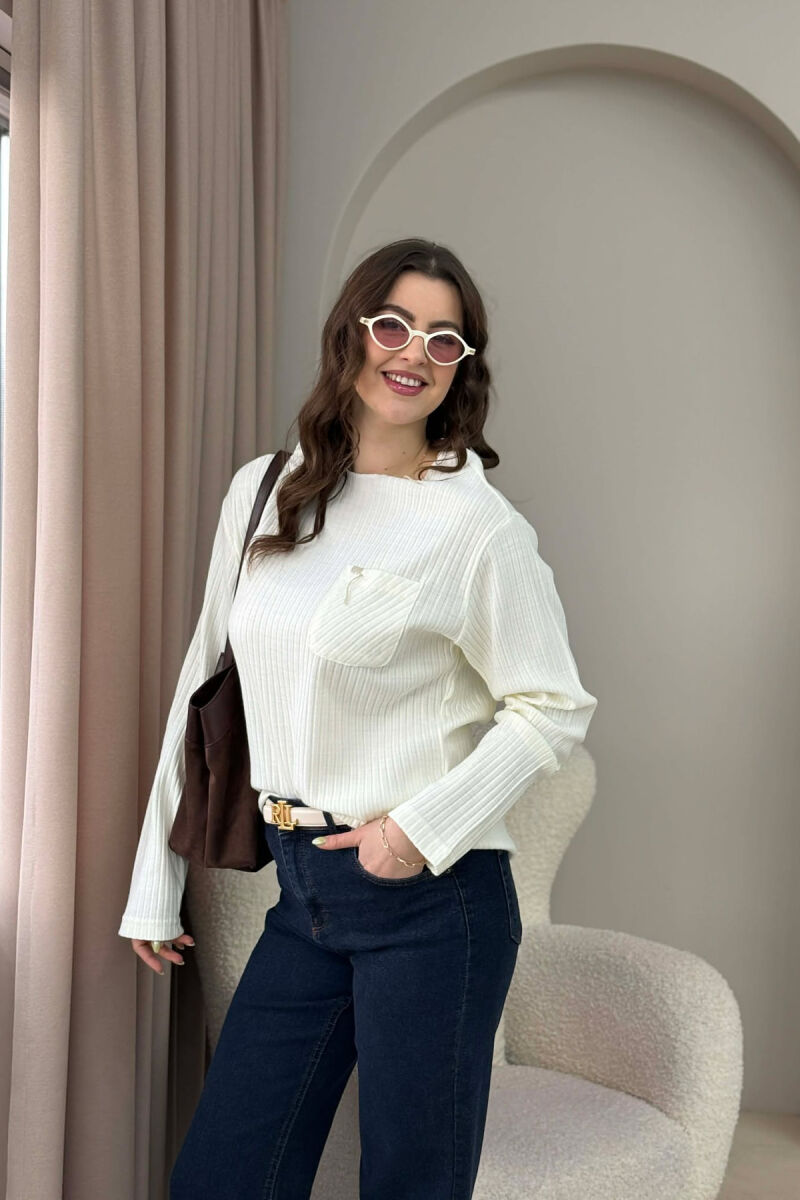 TRIKO ME NJË XHEP PËR FEMRA NË NGJYRE TE BARDHE - 2