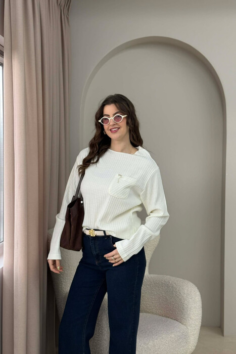 TRIKO ME NJË XHEP PËR FEMRA NË NGJYRE TE BARDHE - 4