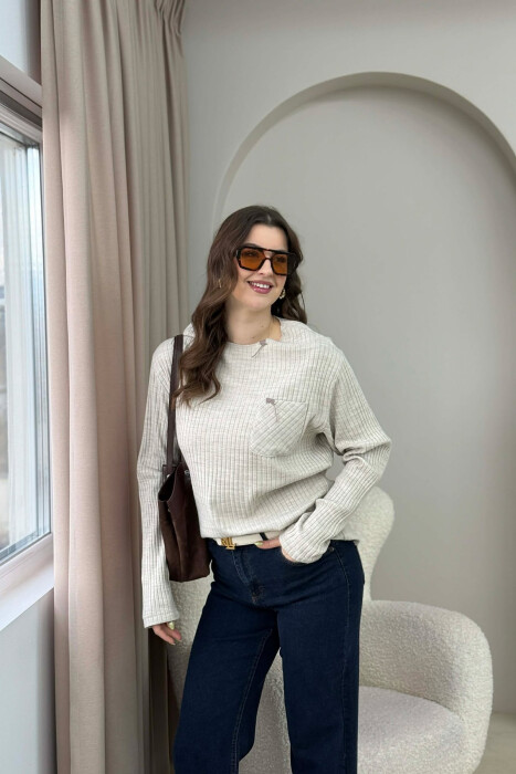 TRIKO ME NJË XHEP PËR FEMRA NË NGJYRËN BEZHË - 2