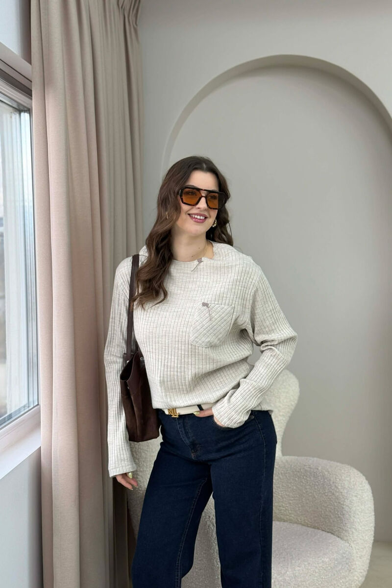 TRIKO ME NJË XHEP PËR FEMRA NË NGJYRËN BEZHË - 2