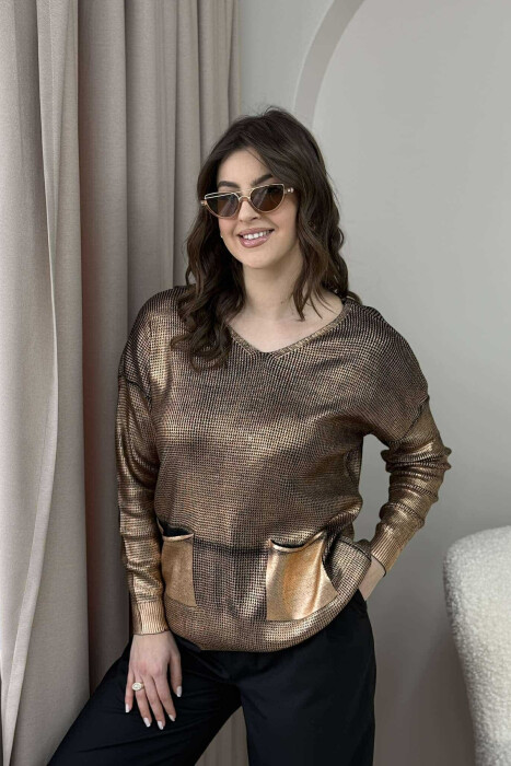 TRIKO ME SHKËLQIM ME DETAJIN E XHEPAVE PËR FEMRA NË NGJYRË BRONX - 2
